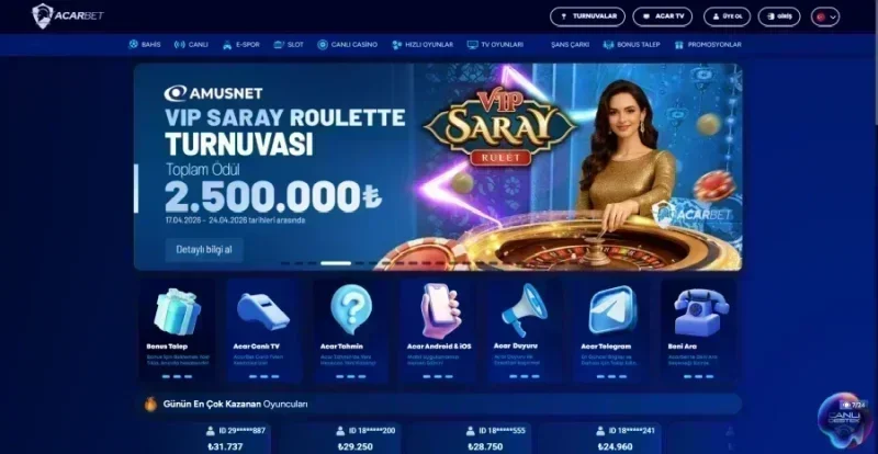 Acarbet ana sayfa görünümü