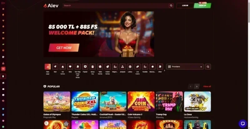 Alev Casino ana sayfa görünümü