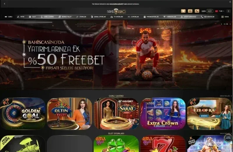 Bahiscasino ana sayfa görünümü