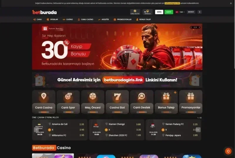 Betburada ana sayfa görünümü