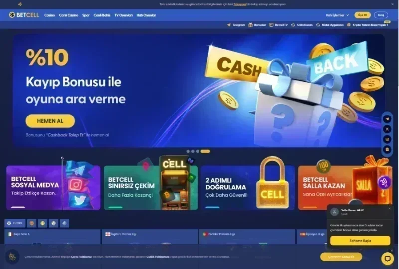 Betcell ana sayfa görünümü