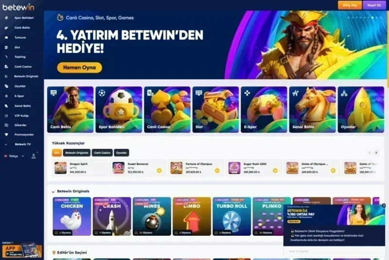 Betewin ana sayfa görünümü