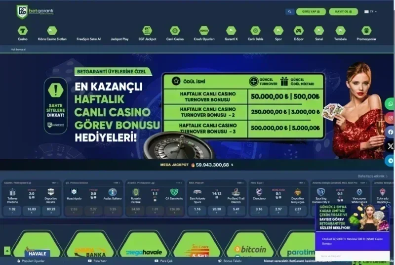 Betgaranti ana sayfa görünümü