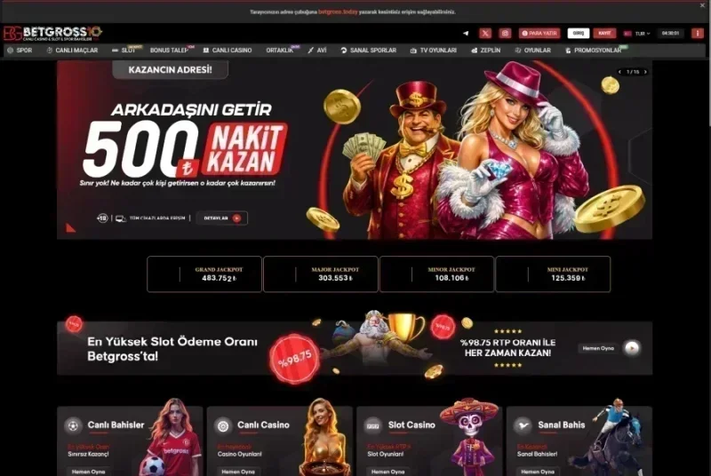 Betgross ana sayfa görünümü