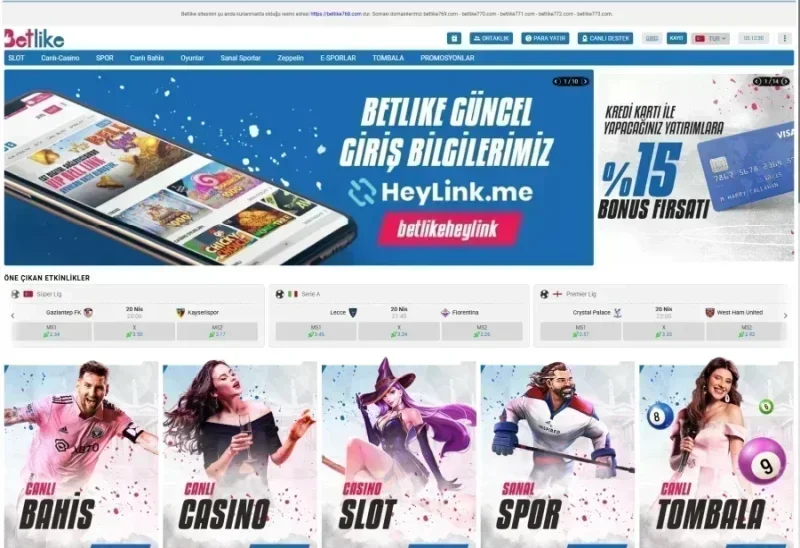 Betlike ana sayfa görünümü