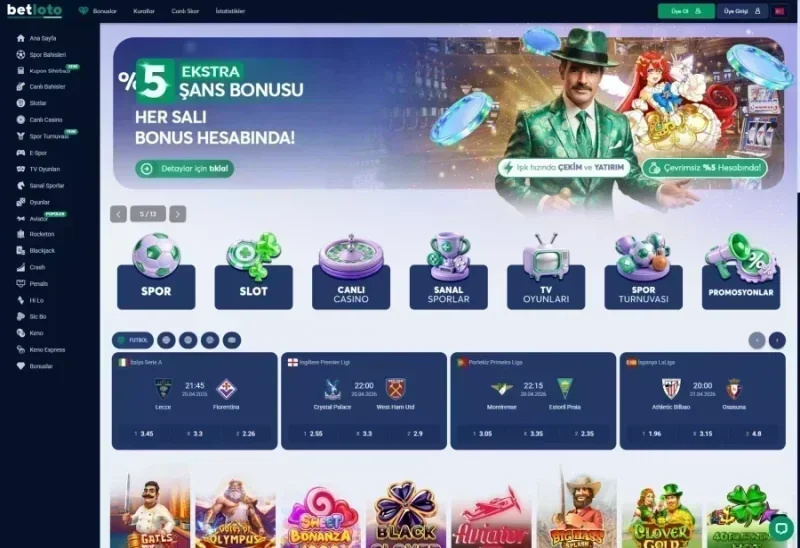 Betloto ana sayfa görünümü