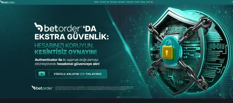 Betorder ana sayfa görünümü
