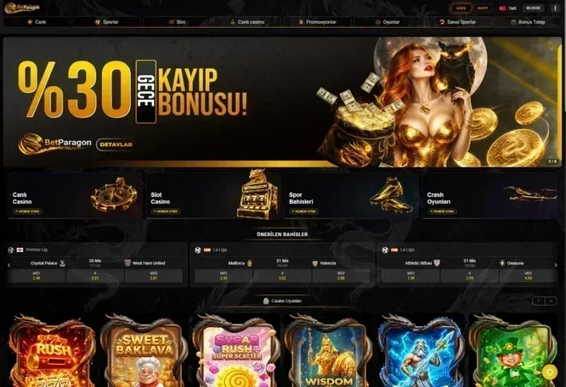 Betparagon ana sayfa görünümü