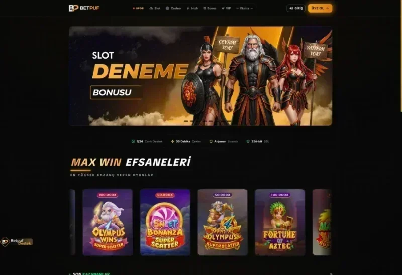 Betpuf ana sayfa görünümü