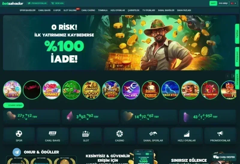 Betsalvador ana sayfa görünümü