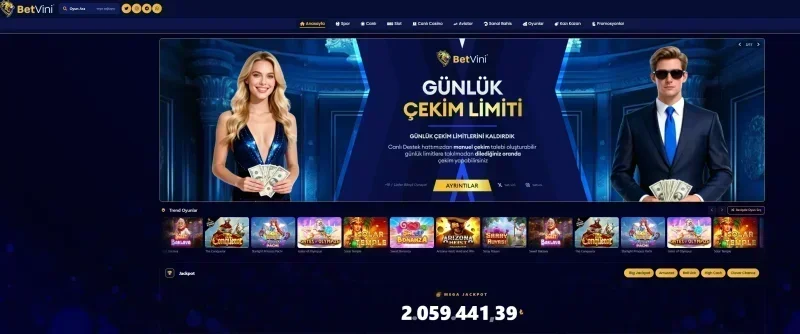 Betvini ana sayfa görünümü