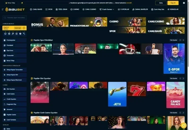 Bibubet ana sayfa görünümü