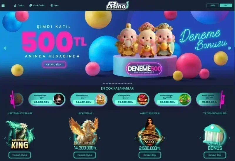 BirCasino ana sayfa görünümü