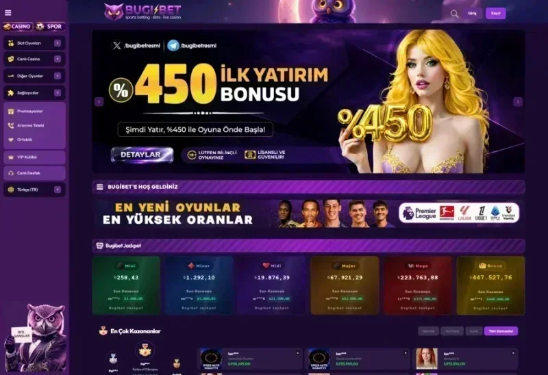 Bugibet ana sayfa görünümü