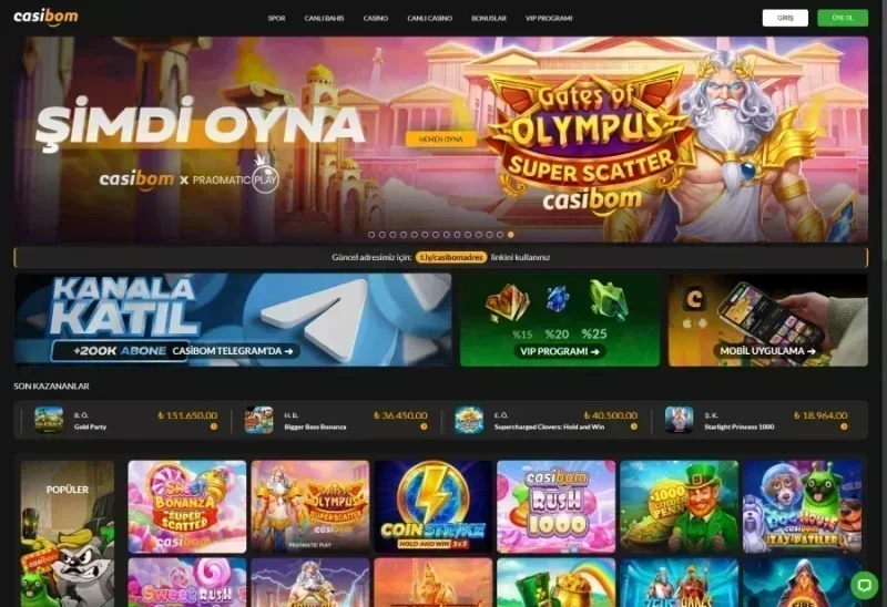 Casibom ana sayfa görünümü