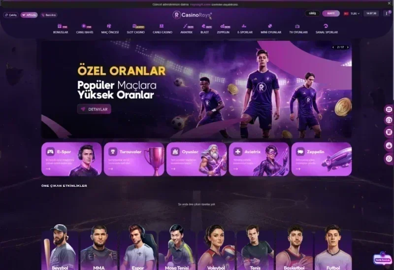 CasinoRoys ana sayfa görünümü