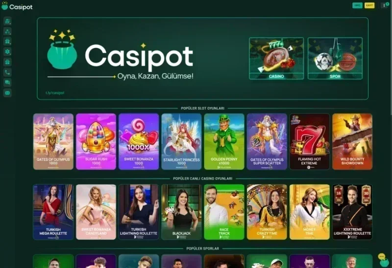 Casipot ana sayfa görünümü
