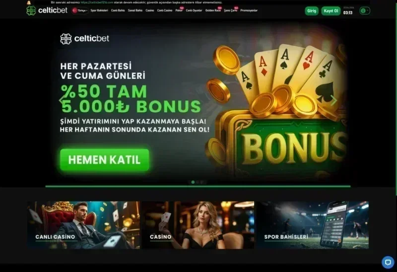 Celticbet ana sayfa görünümü