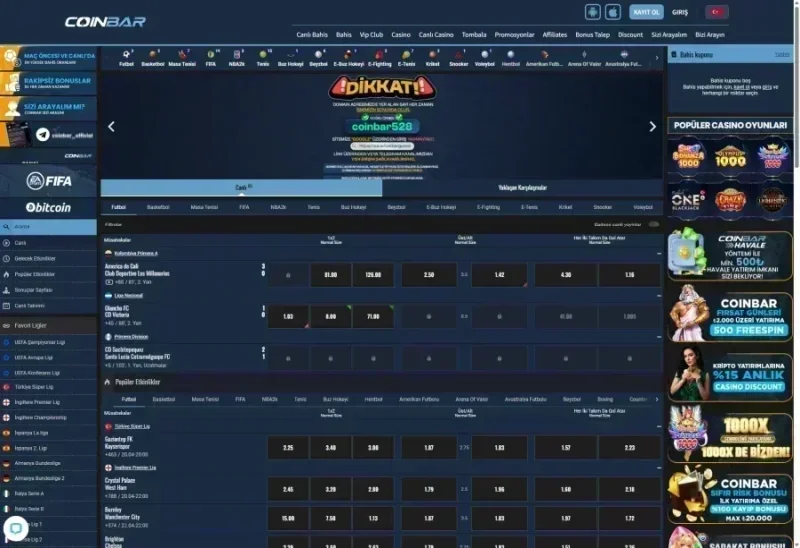Coinbar ana sayfa görünümü