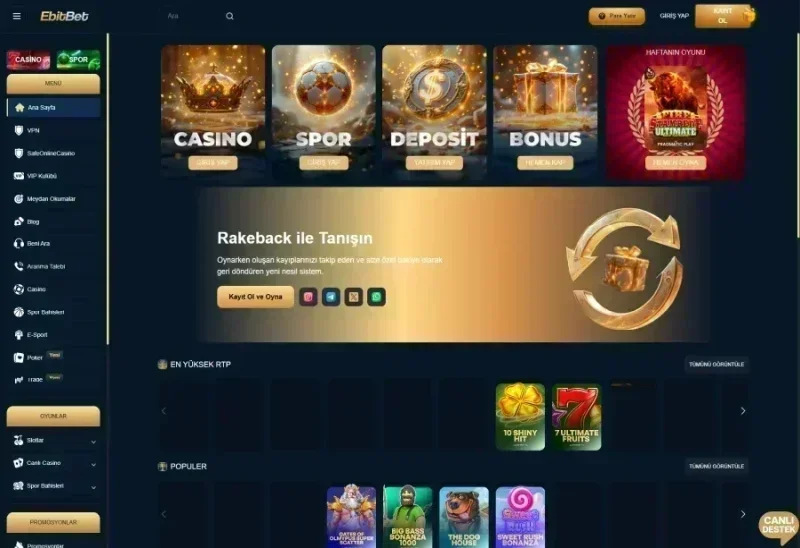 Ebitbet ana sayfa görünümü