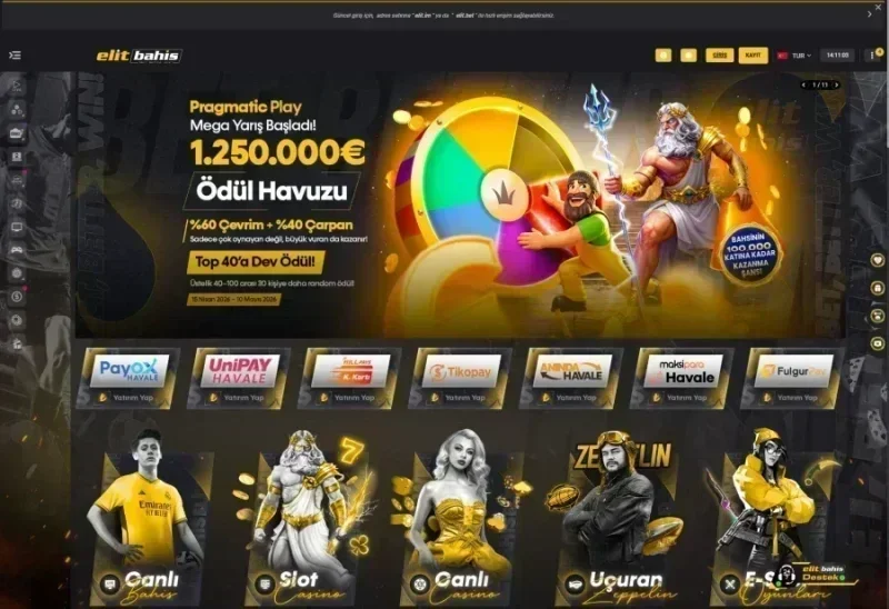 Elitbahis ana sayfa görünümü