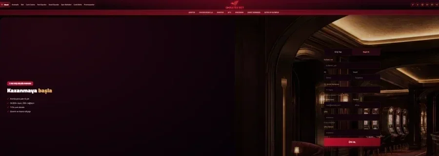Emirates Bet ana sayfa görünümü