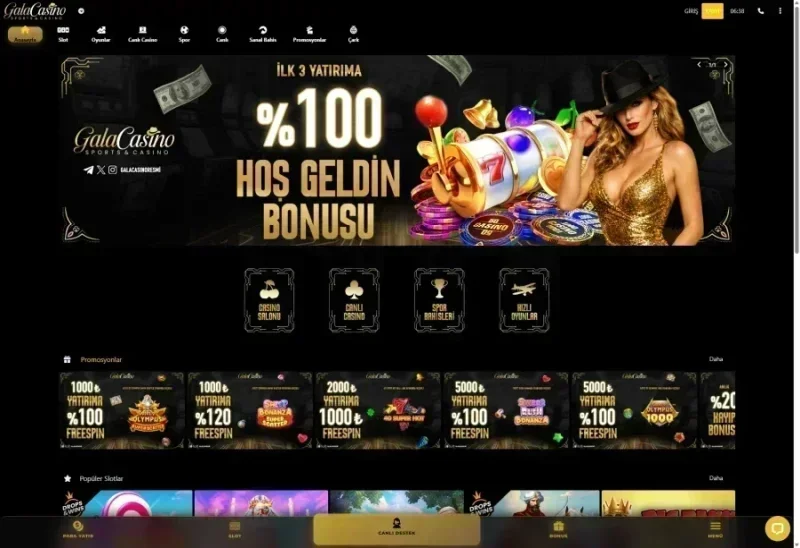 Galacasino ana sayfa görünümü