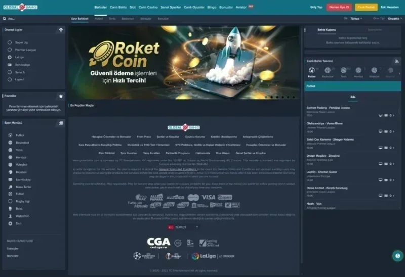 Globalbahis ana sayfa görünümü