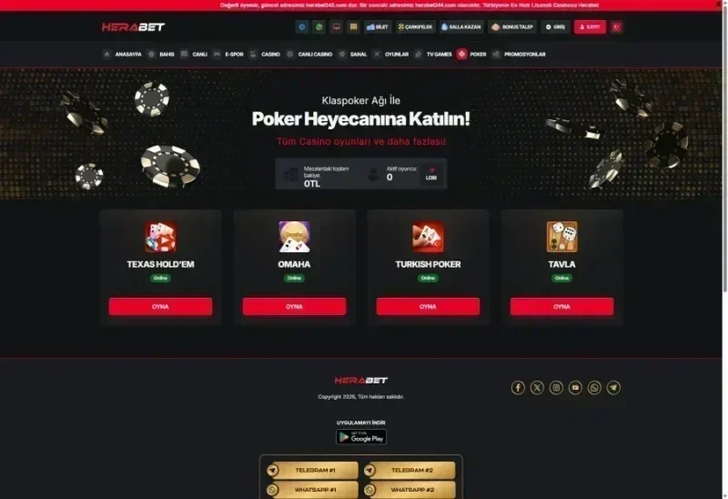 Herabet ana sayfa görünümü