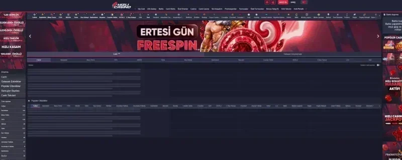 Hızlı Casino ana sayfa görünümü