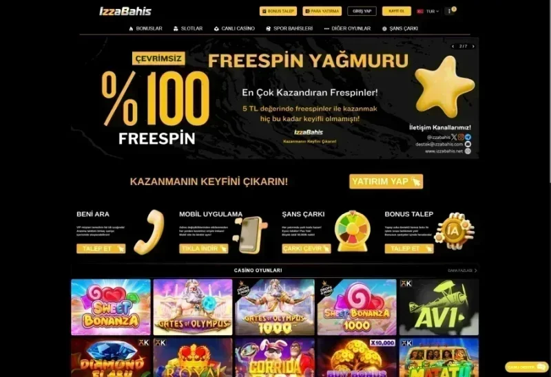 İzzabahis ana sayfa görünümü