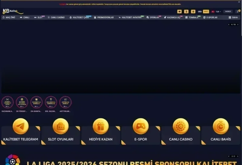Kalitebet ana sayfa görünümü