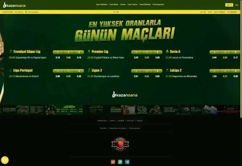 Kazansana ana sayfa görünümü