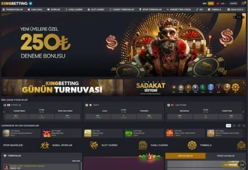 Kingbetting ana sayfa görünümü