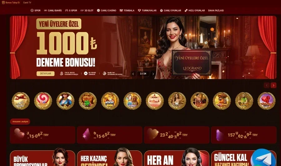 Leogrand Bet ana sayfa görünümü