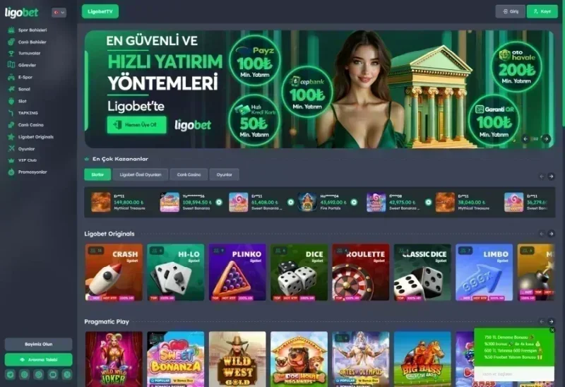 Ligobet ana sayfa görünümü