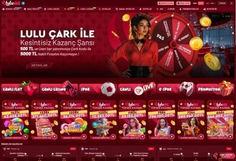 Luluslot ana sayfa görünümü
