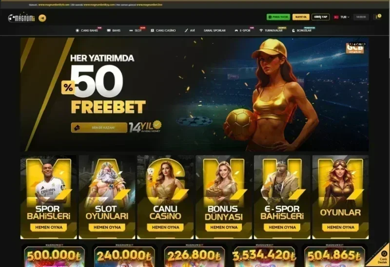 Magnumbet ana sayfa görünümü