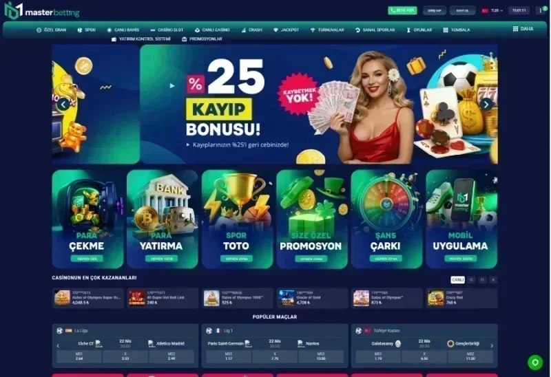 Masterbetting ana sayfa görünümü