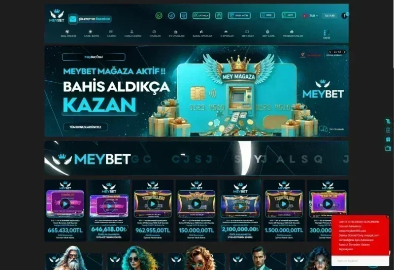 Meybet ana sayfa görünümü
