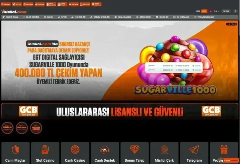 Mislici ana sayfa görünümü