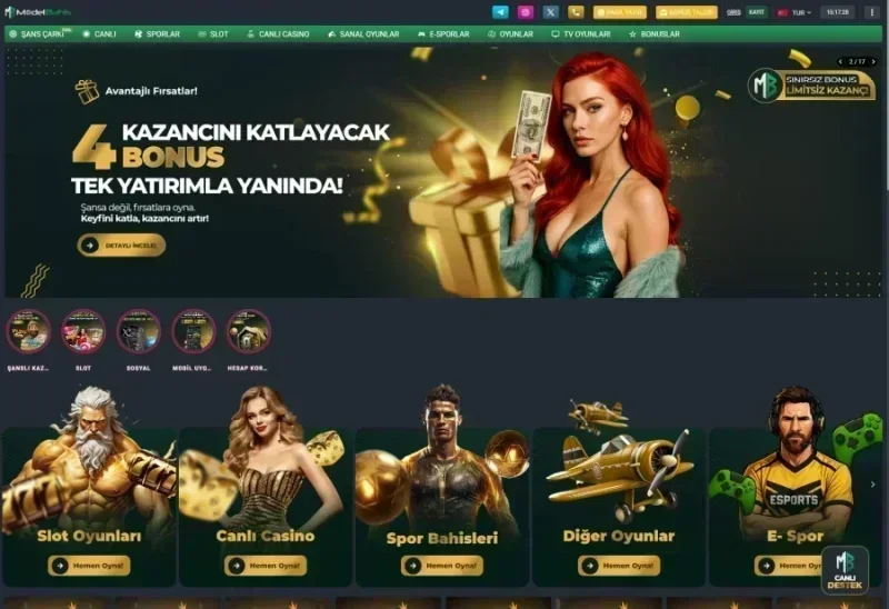 Modelbahis ana sayfa görünümü