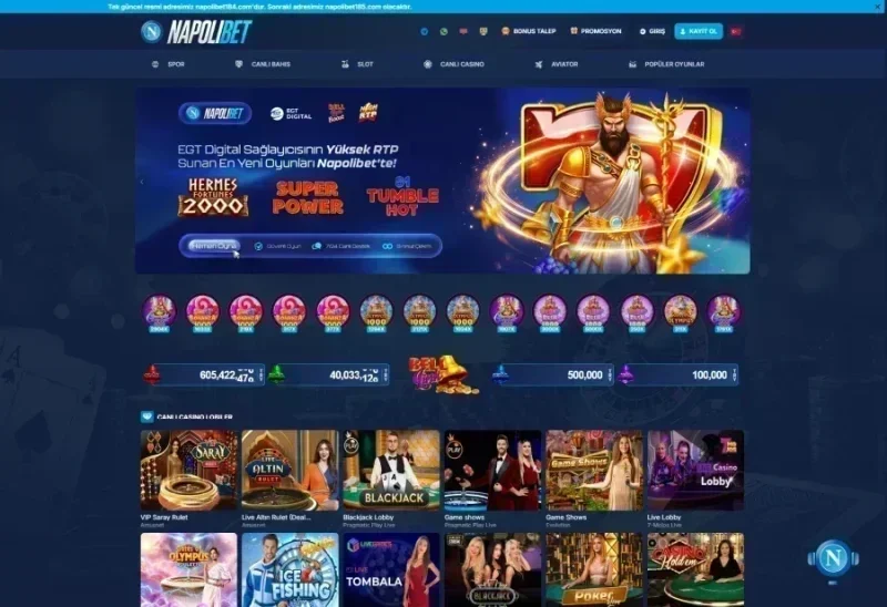 Napolibet ana sayfa görünümü