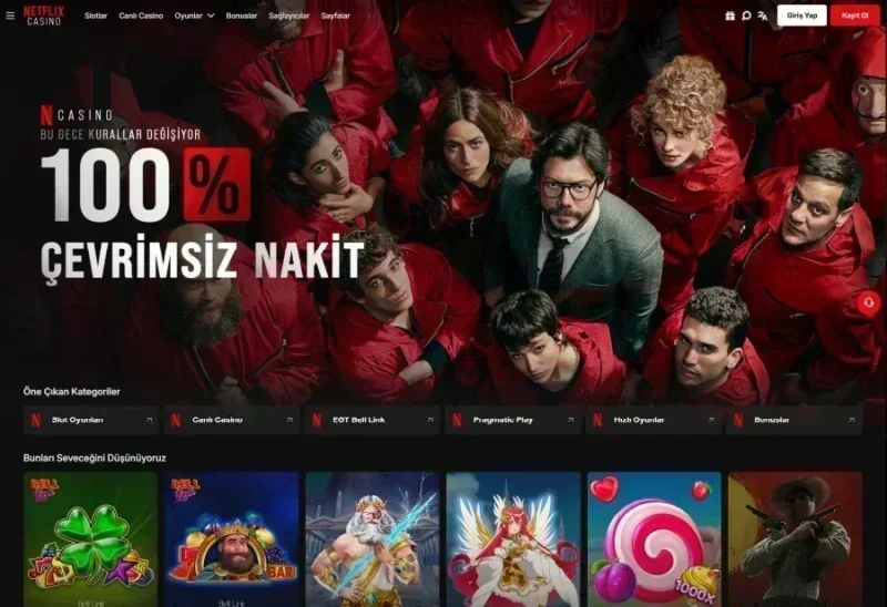 Netflix Casino ana sayfa görünümü