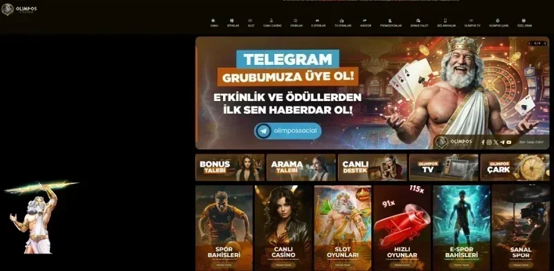 Olimpos Casino ana sayfa görünümü