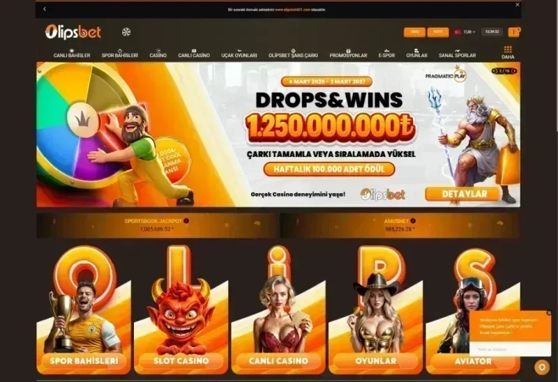 Olipsbet ana sayfa görünümü