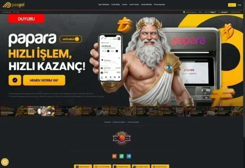Pasgol ana sayfa görünümü