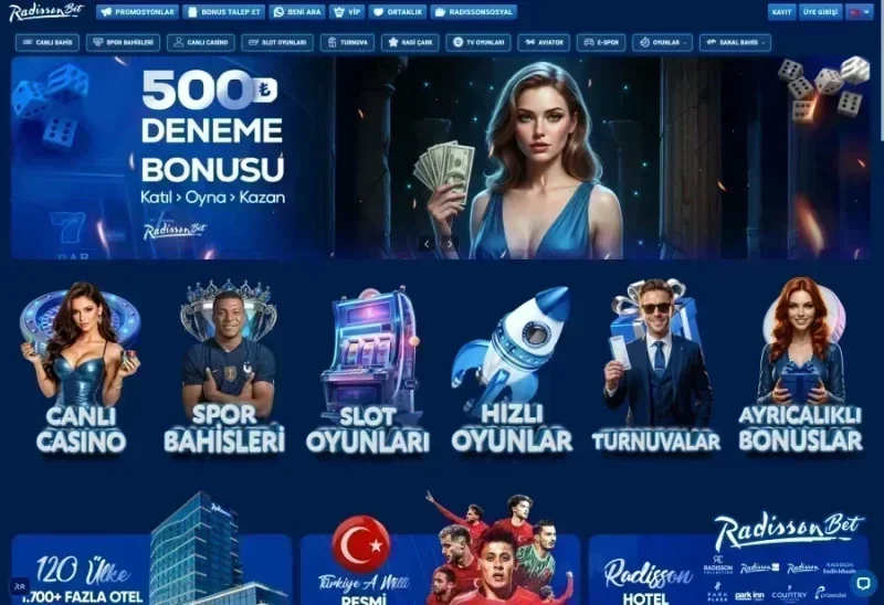 Radissonbet ana sayfa görünümü