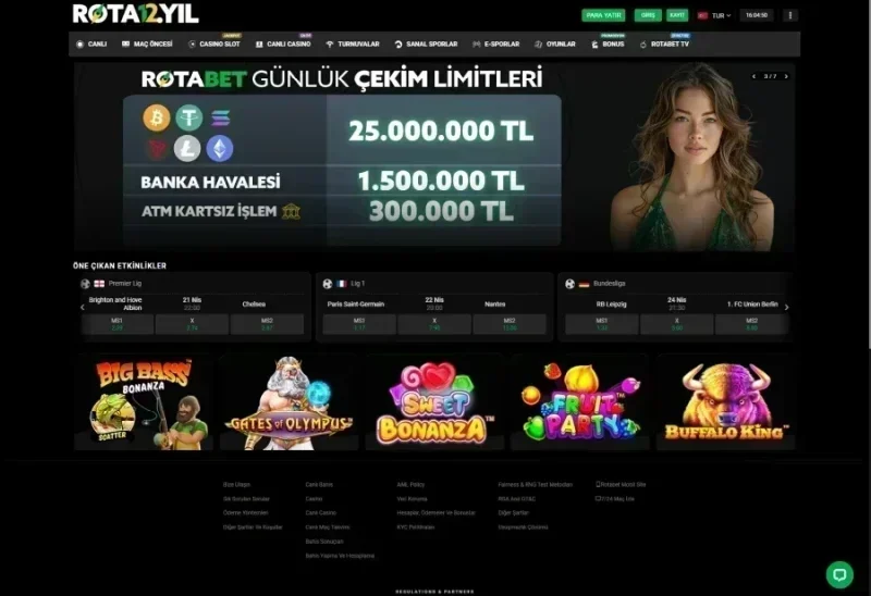 Rotabet ana sayfa görünümü