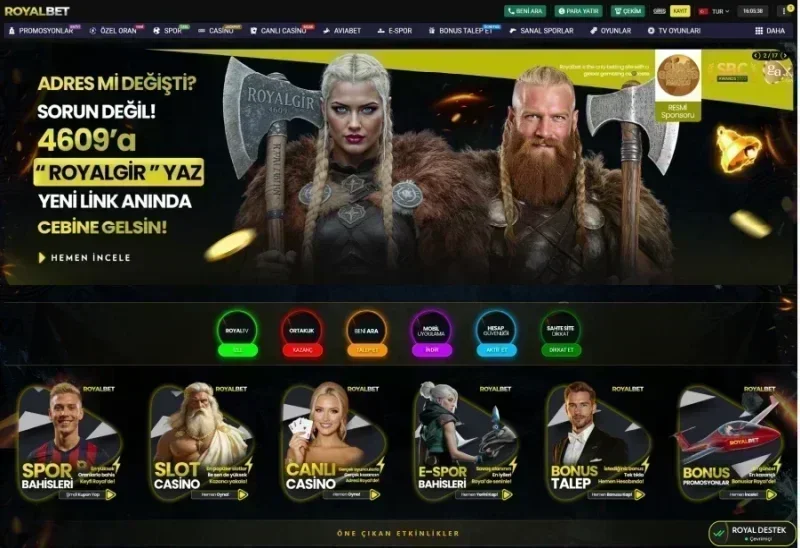 Royalbet ana sayfa görünümü